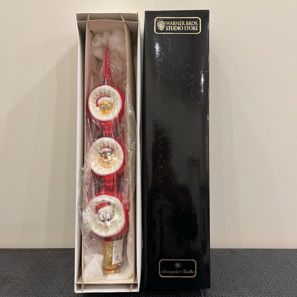 Radko Looney Tunes Christmas Trio Tree Topper Bugs Taz Tweety 1996 Finial